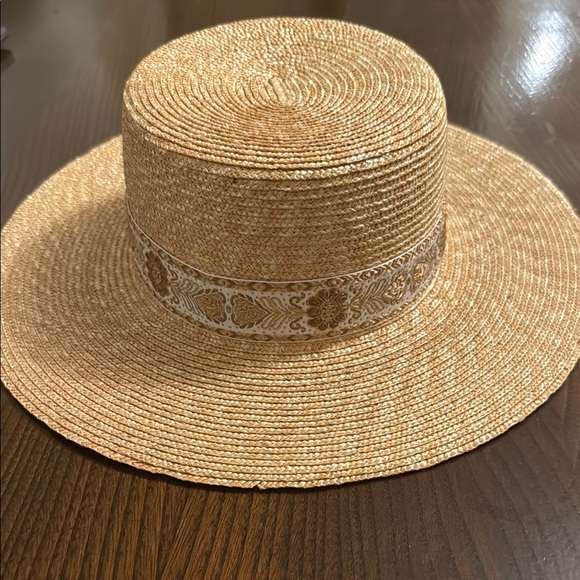 Lack Of Color Accessories - LIKE NEW Lack of Color Spencer Gold Foil Boater Hat
